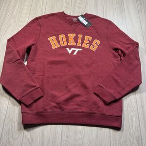 Virginia Tech Hokies Crewneck Sweatshirt Mens M Maroon Spellout Captivating New